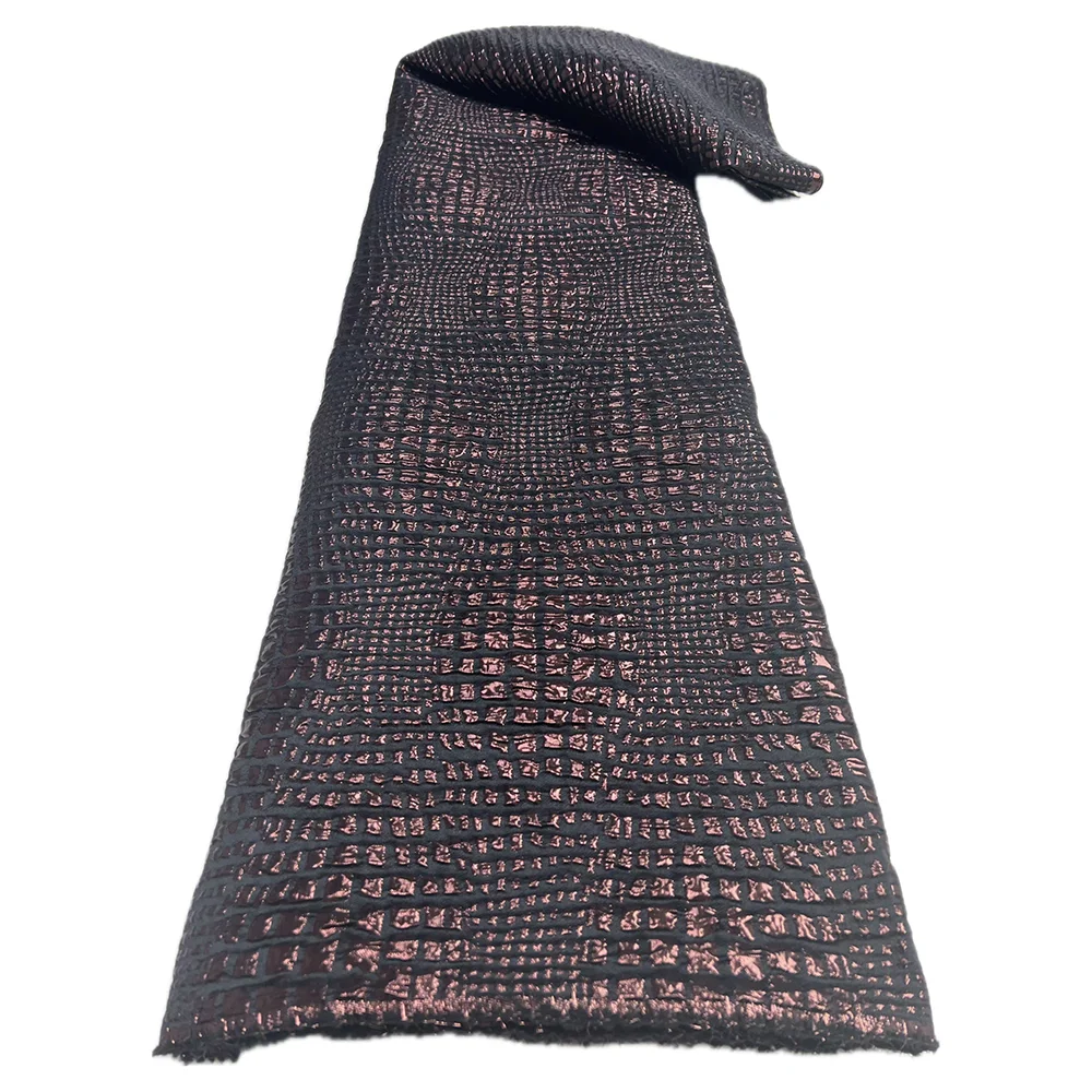 

African Brocade Jacquard Lace Fabric 5 Yards Luxury Damask French Gilding Lace for Nigerian Wedding Bridal Party Dress Sewing