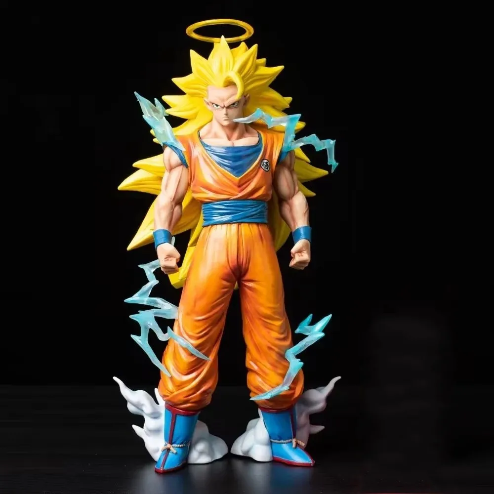 

Anime Dragon Ball Super Saiyan 3 Son Goku GK Double Head PVC Action Figure Collectible Model Doll Toy 35CM