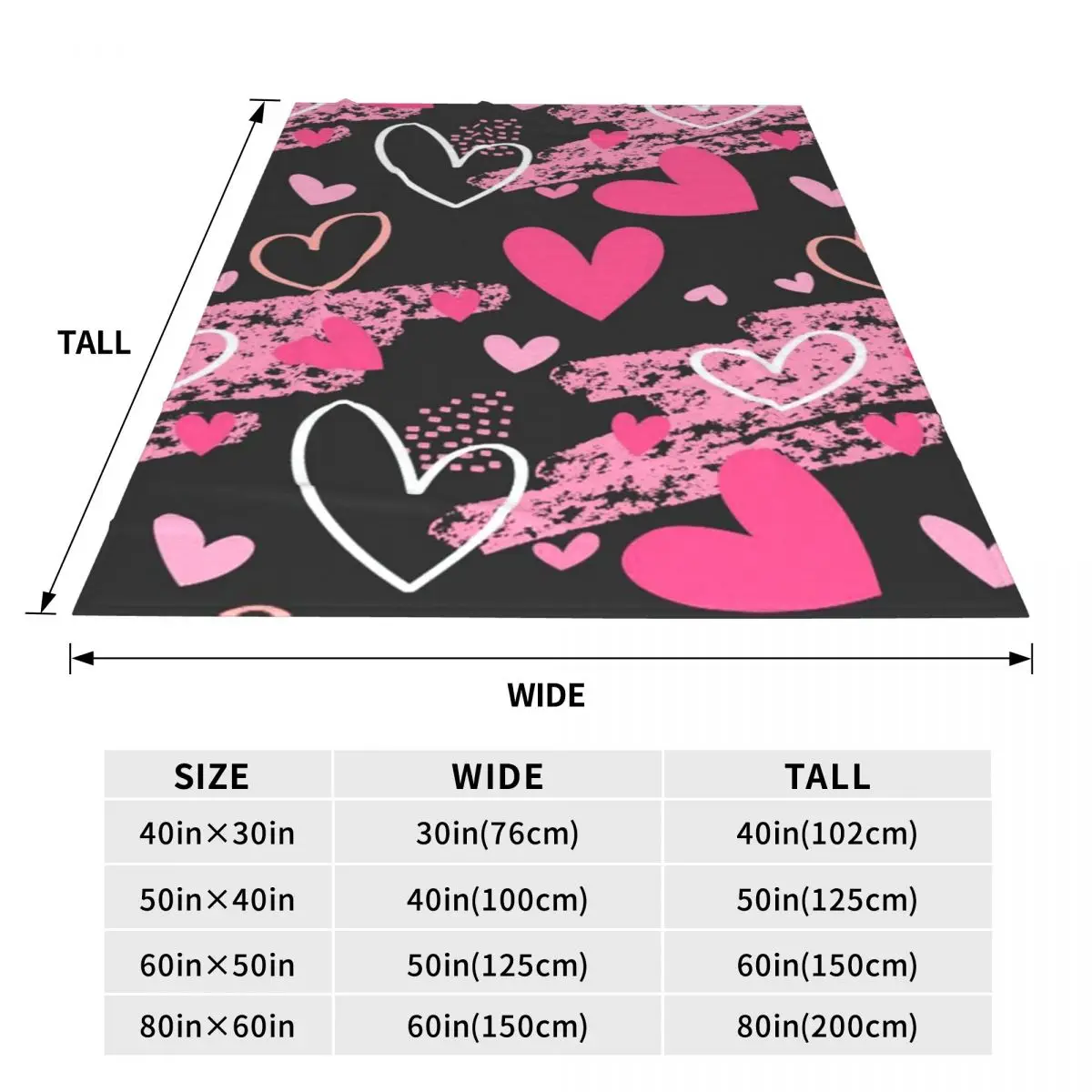 Pink Heart Pattern (11) Blanket Flannel Sofa Throw Blanket Warm for Home Bedroom Travel Throws Bedspread Quilt
