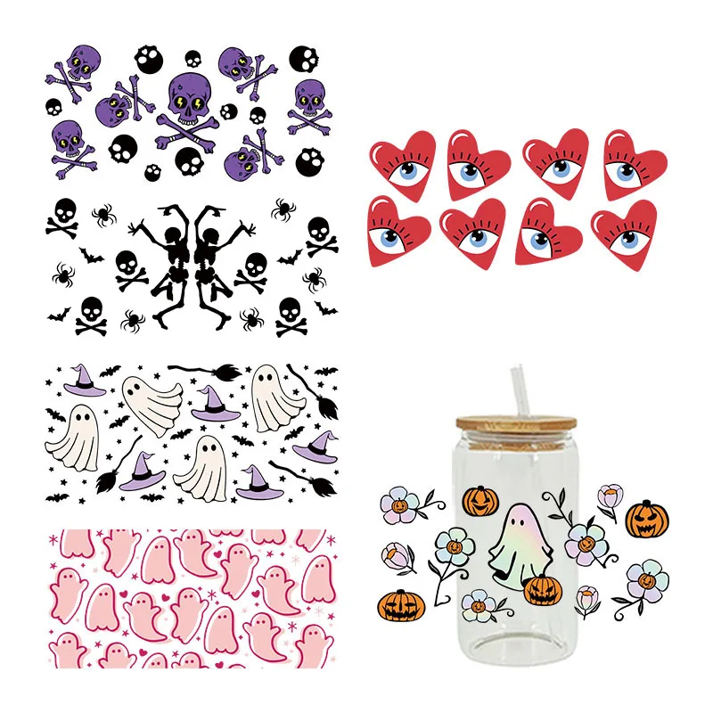 3D UV DTF Transfers Stickers, Cup Wraps, Little Devil, Halloween Printed, DIY Glass Ceramic Metal Leather, Etc., 16oz D5674