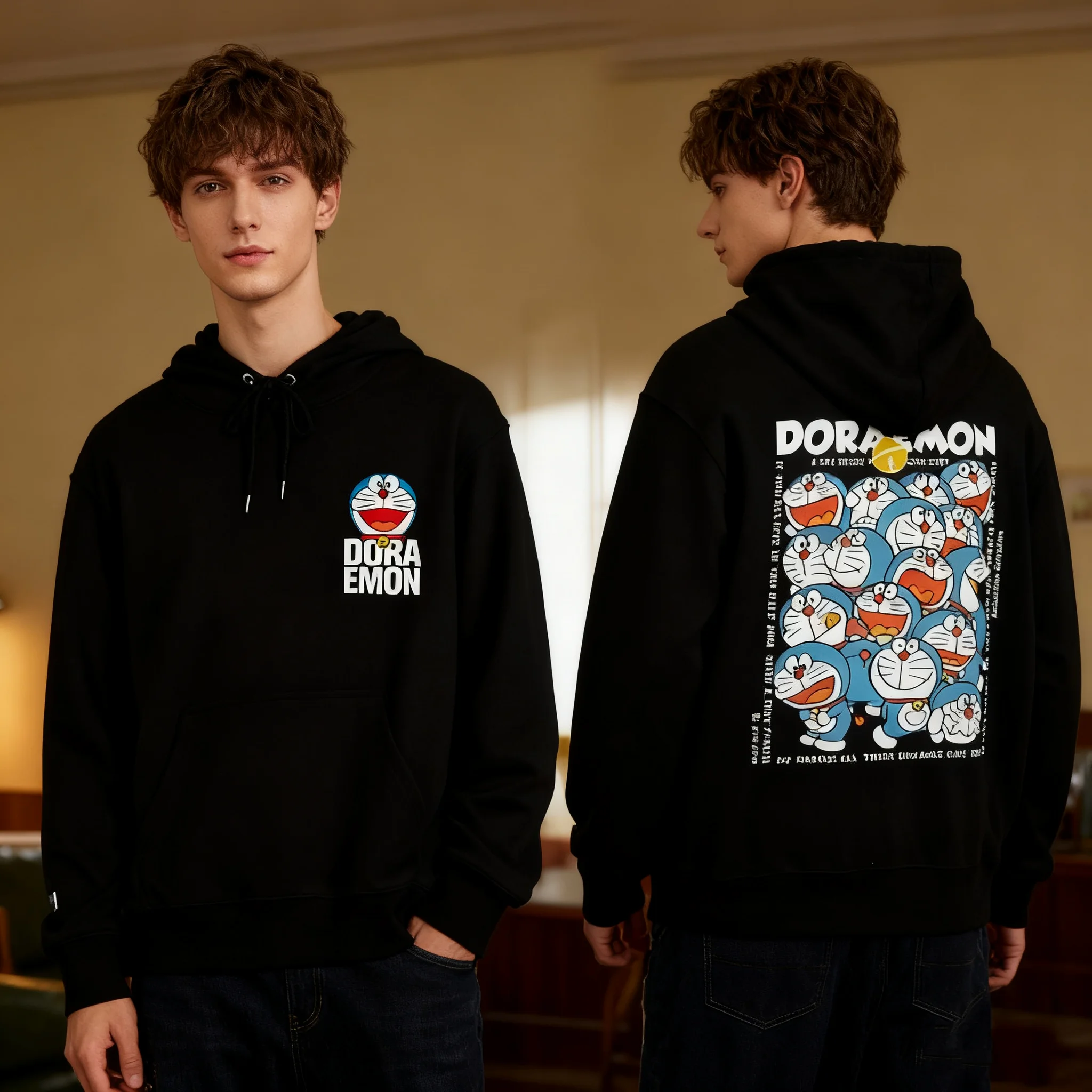 Sweat à capuche Doraemon de dessin animé, nouveau Style japonais, pur coton imprimé, sweat à capuche Cosplay pour hommes et femmes, manteau de sport à thème de Couple, 2026