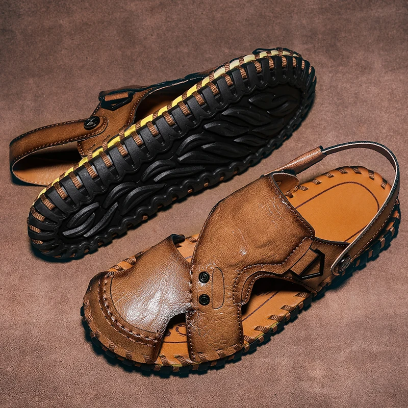 Hot Sale Summer Men's Sandals Outdoor Men's Beach Sandals Handmade Leather Roman Fashion Men Water Trekking - view 5