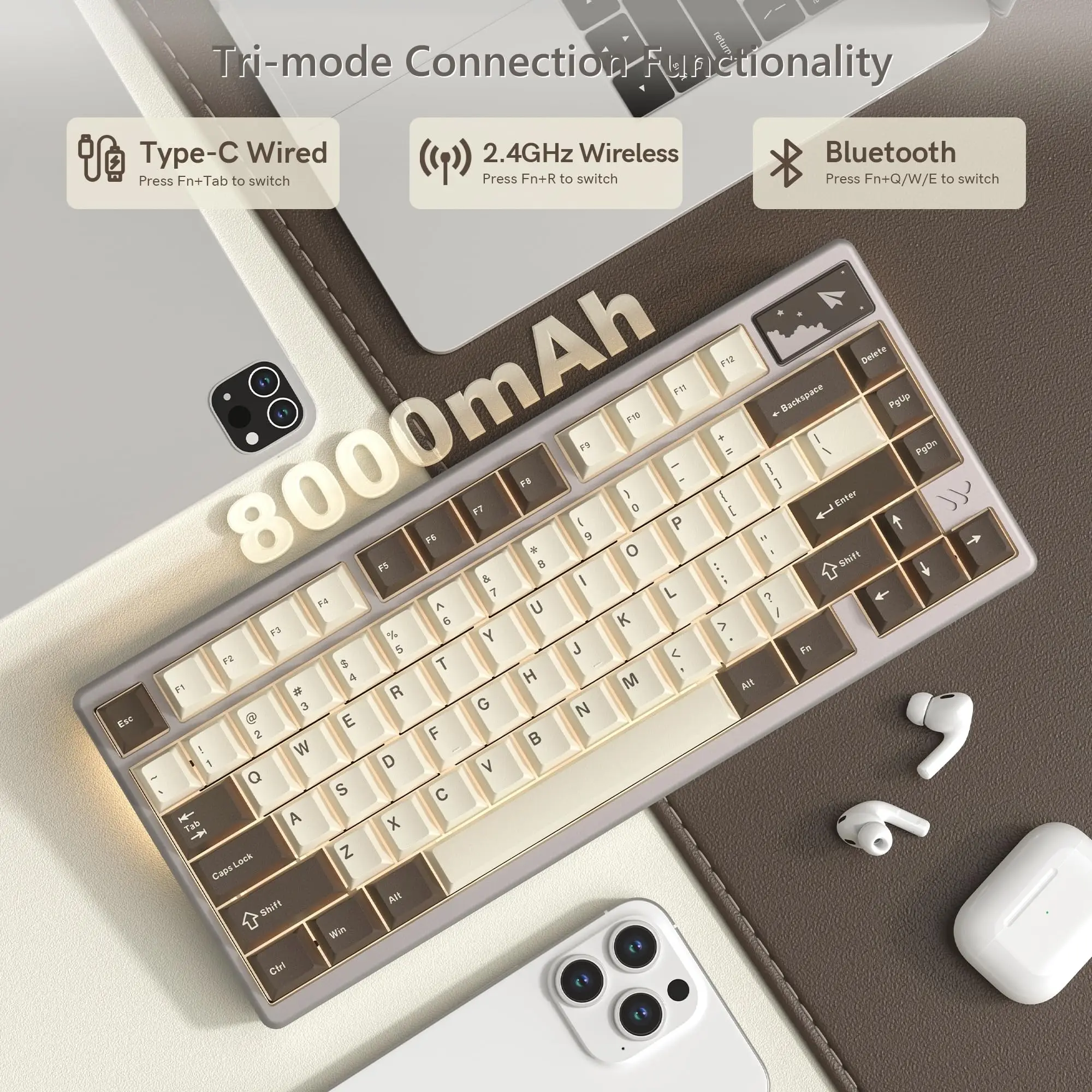 Womier SK71Pro Keyboard Mekanis Nirkabel QMK/VIA Tri-mode Bluetooth/2.4G/USB-C Keyboard Gaming RGB Dapat Ditukar Panas