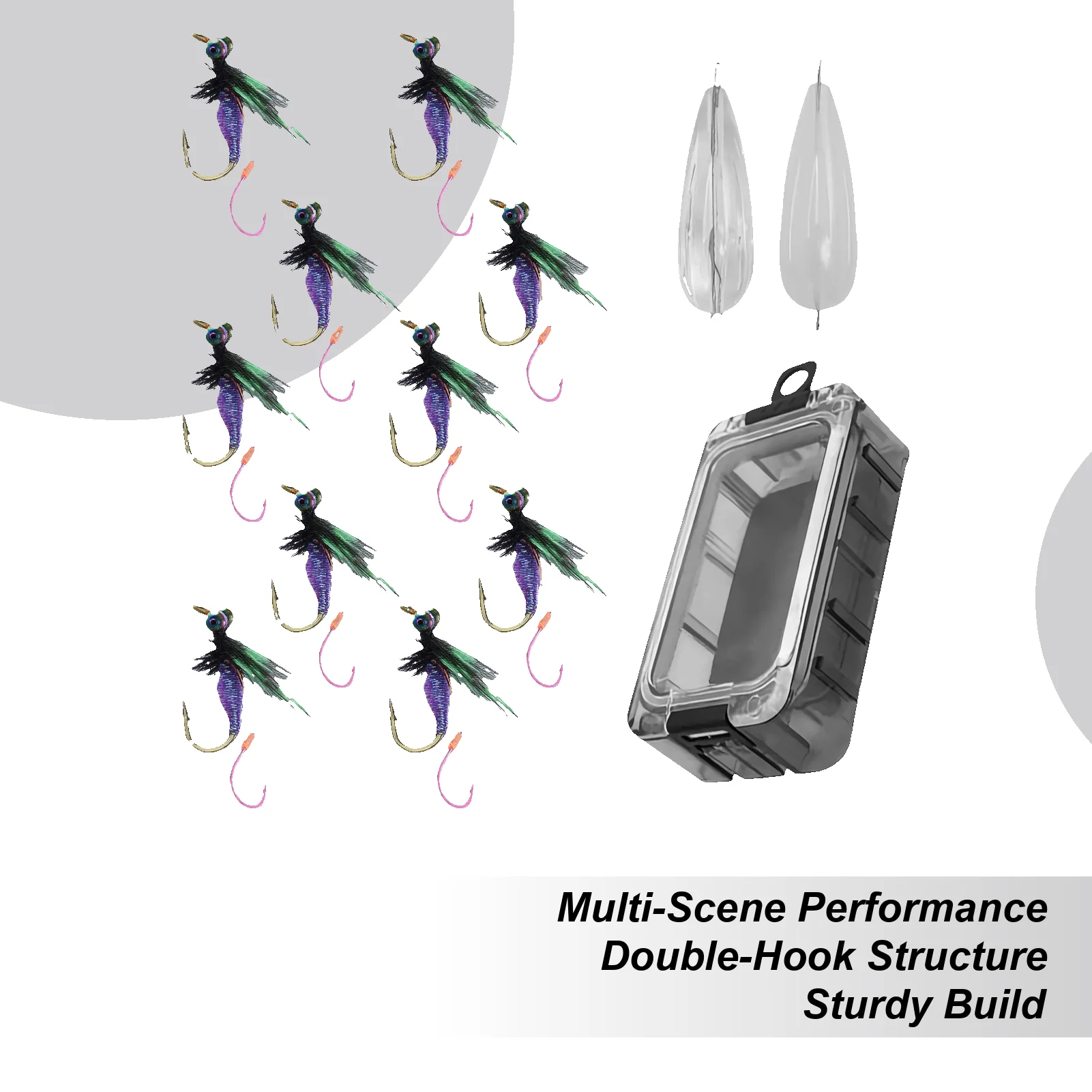 フライフィッシングルアーパンフィッシュルアーセットダブルフック模擬誘引剤-10-個餌淡水夫海水男性キャンプ