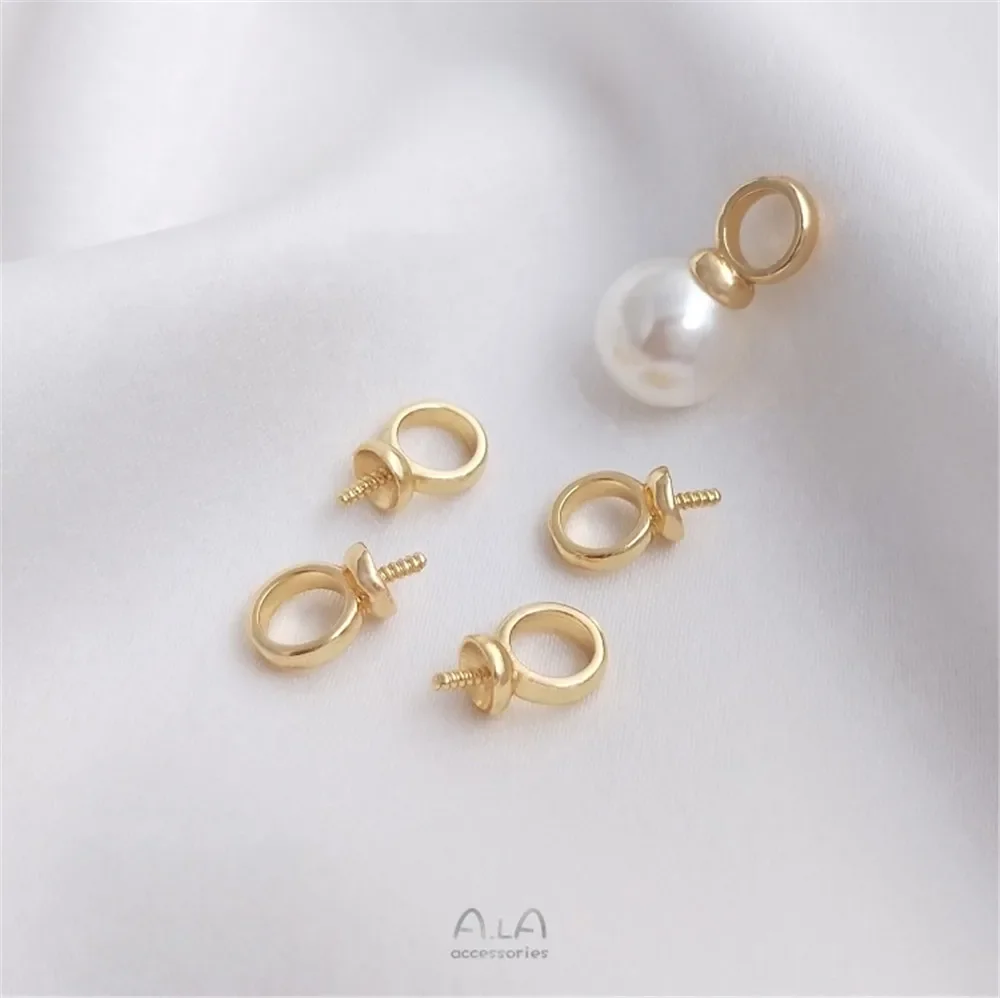 14k banhado a ouro cor grande buraco pingente de olho de ovelha mão-vara meio buraco material pingente de pérola de cristal