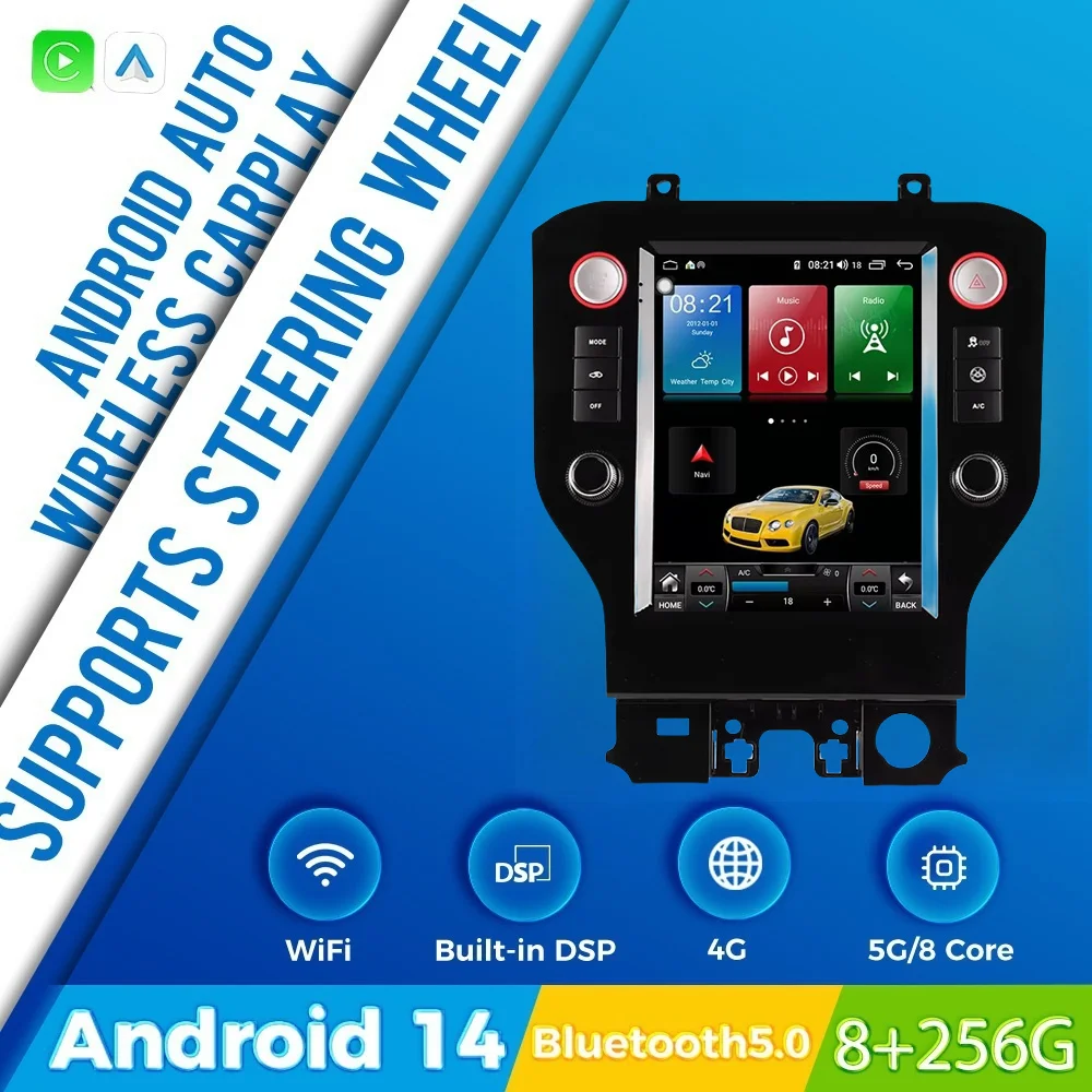 

Android 14 For Ford Mustang 2015 - 2019 Auto Radio Car Radio Stereo Multimedia Monitor 4G GPS Carplay Android Auto Head Unit