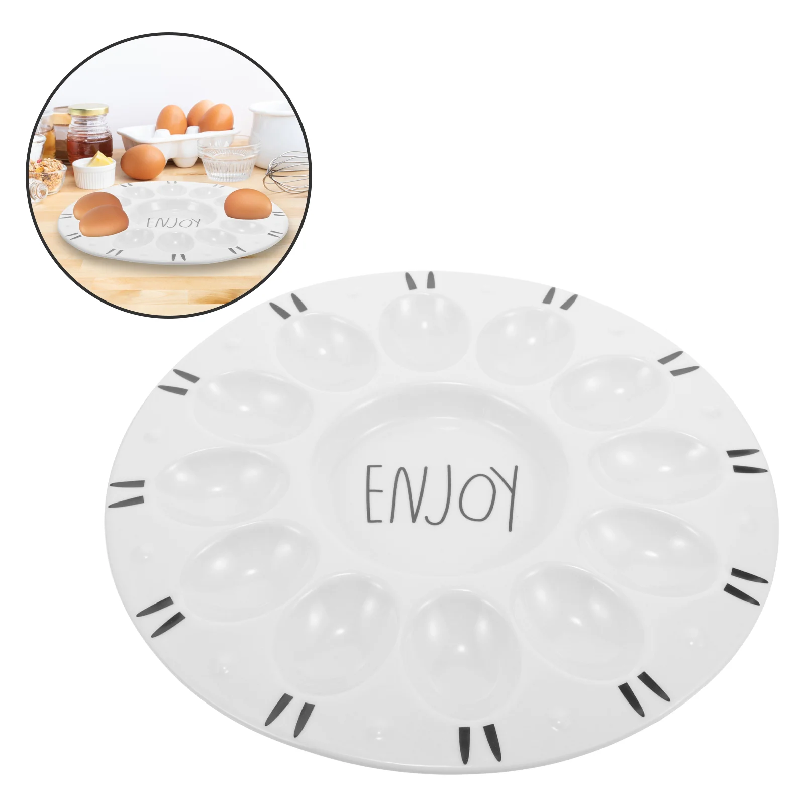 

Container Easter Egg Tray Parent-child Frying Pan Ring Ceramics Deviled Containers with Lid Dish