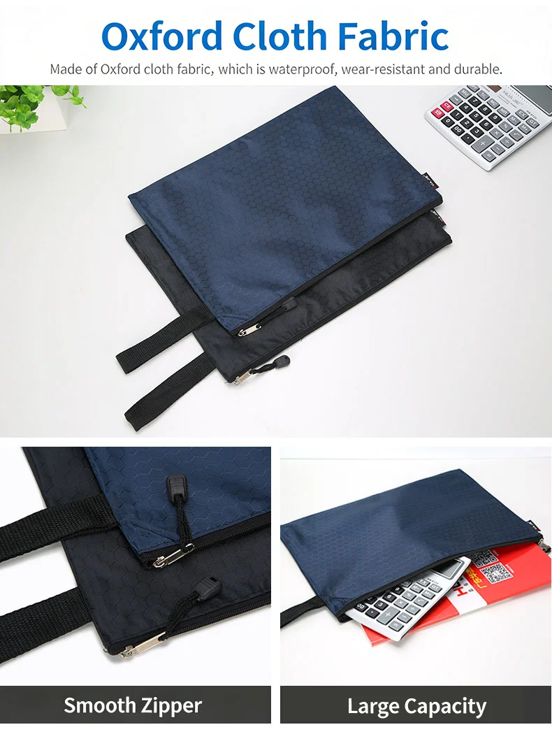 Side Handle Football Pattern A4 Document Bag Single Layer Oxford Cloth Zipper Briefcase Business Office Travel Data StoragePouch