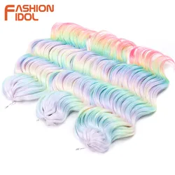 FASHION IDOL 16 Inch 3PCS Deep Wavy Twist Crochet Hair Synthetic Curly Hair Crochet Braids Ombre Rainbow Braiding Hair Extension