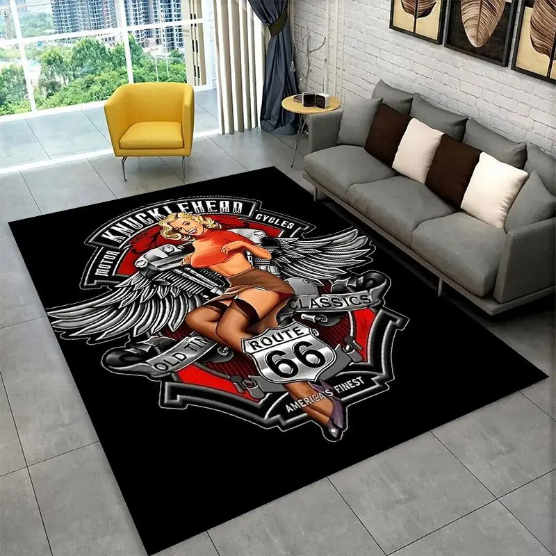 Route 66 Retro America Historic Mother Road Large Area Rug Non-slip Carpet for Bedroom Living Room Sofa Home Decor Floor Mat