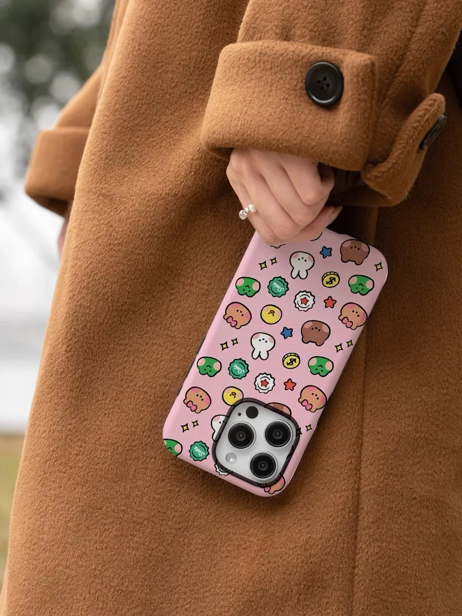 Ins Pink Brown Bear Case for IPhone 15 14 13 Pro Max Back Phone Cover for 12 13 MINI 11 Pro Plus 8 7 XS MAX XR SE3 Acrylic Cover