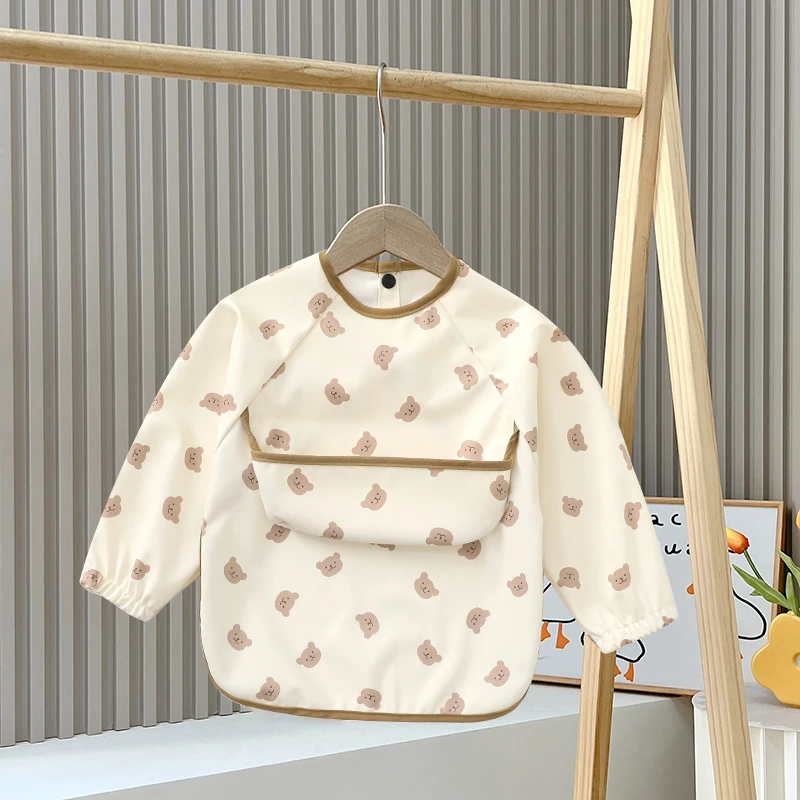 

Children's Overalls, Children's Reverse Dressing, Baby's Long Sleeved Waterproof, Dirt Proof, Oil Proof Feeding Clothes