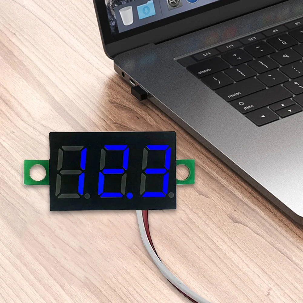 2 Wires Mini Digital Voltmeter LED Display 0.28 Inch DC Volt Meter DC 2.5V-40V Red/Blue/Yellow/Green Reverse Polarity Protection