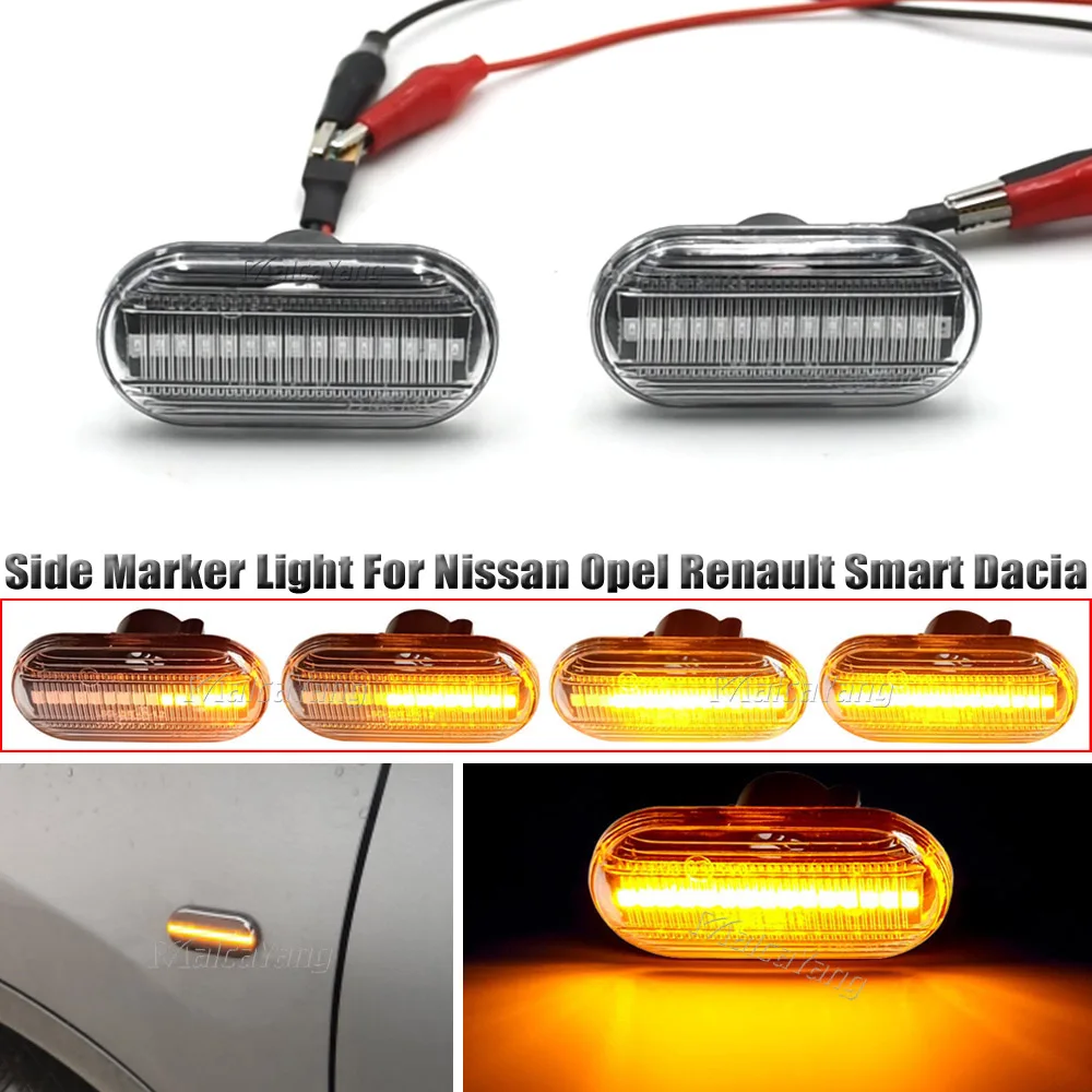 2X Dynamic LED Turn Signal Side Maker Light For Dacia Duster Dokker Lodgy Renault Megane 1 Clio1 2 KANGOO ESPACE Benz Smart