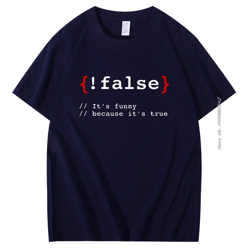 Programmer Code Coding False True Shirt Funny On Cotton T-Shirt Summer Fashion Unisex Short Sleeve T-Shirts Men's Clothing