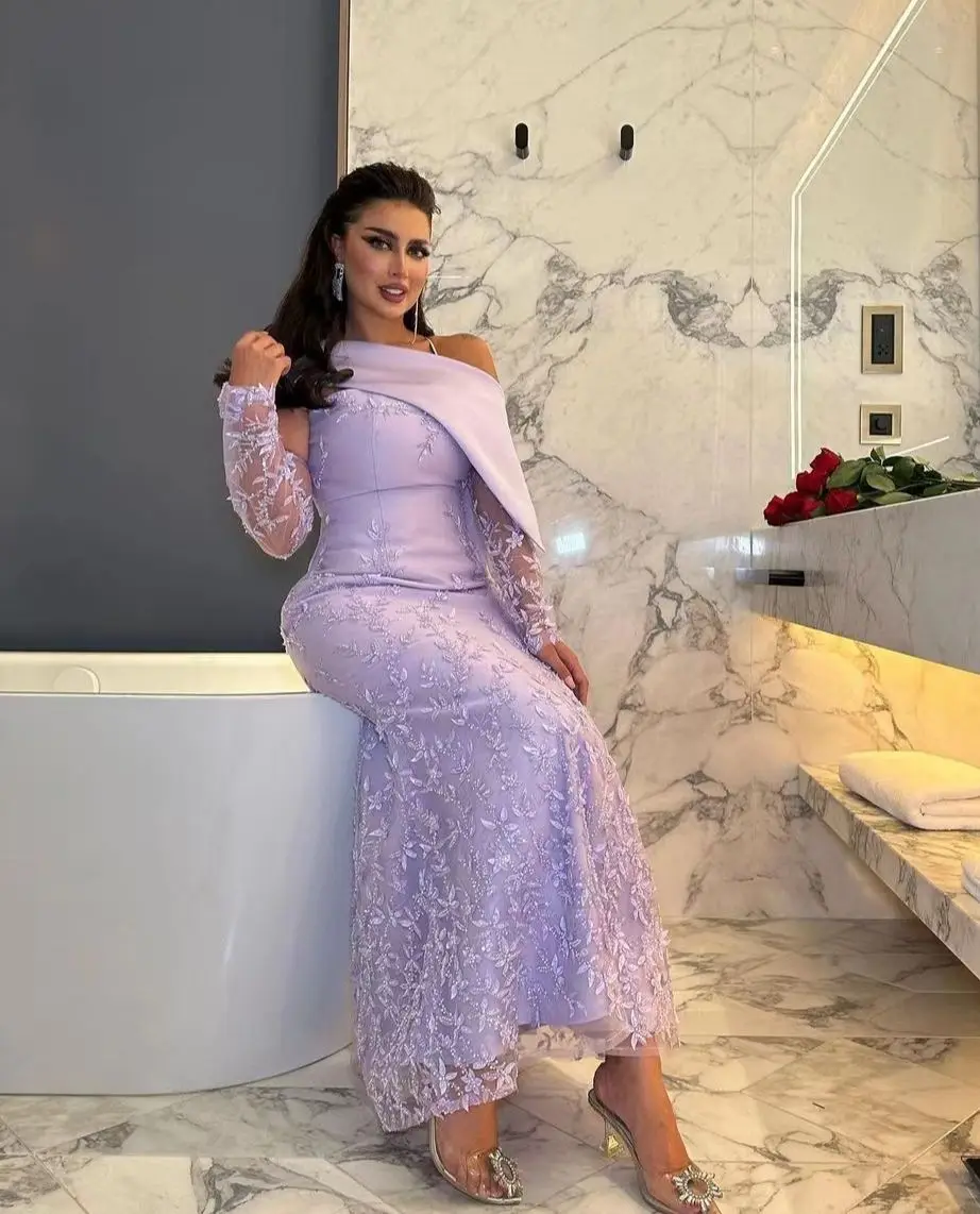 AsaNagi Light Purple Prom Dresses One Shoulder Mermaid Ankle Vintage Women Formal Occasion Dress 2023 vestidos  فساتين السهرة