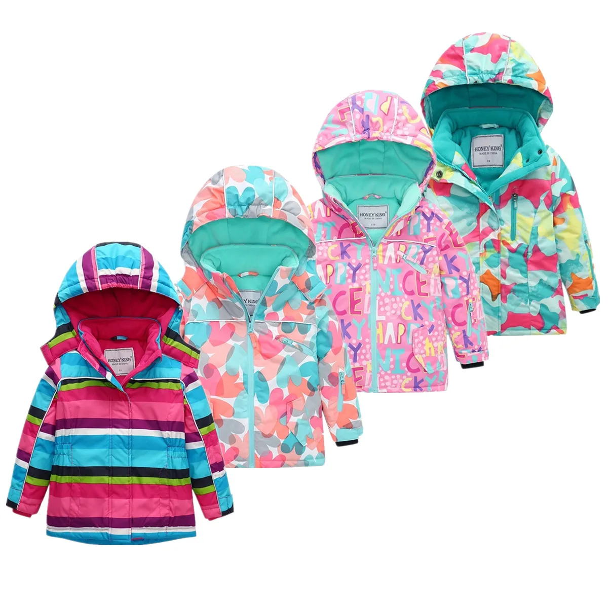 HONEYKING Kids Ski Outwear Winter Warm Windproof Outdoor Sports Snow Jackets Girls Snowboard Coat For Ski Clothing Equipment