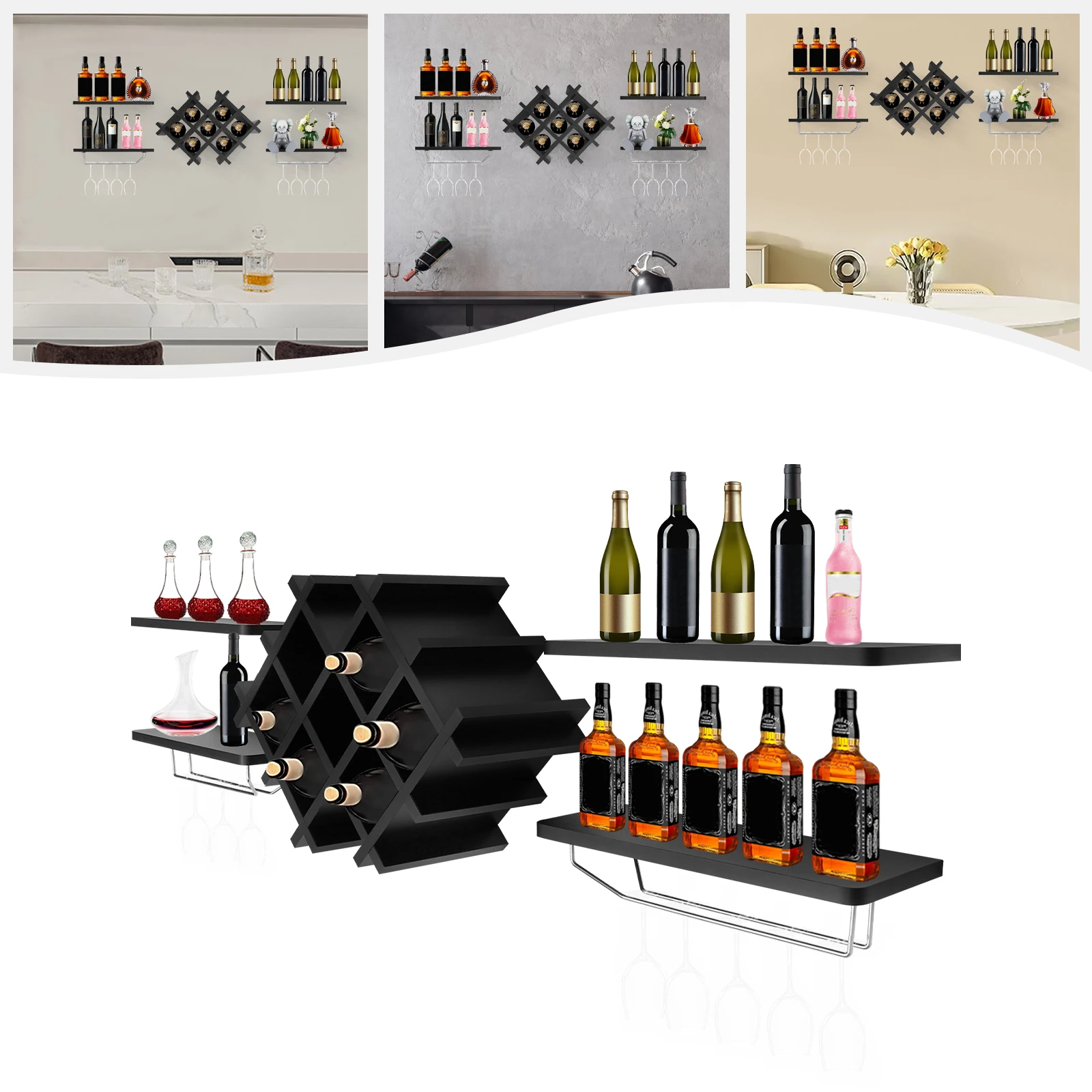 5-Piece Wall Mounted Beer Rack Set In Black