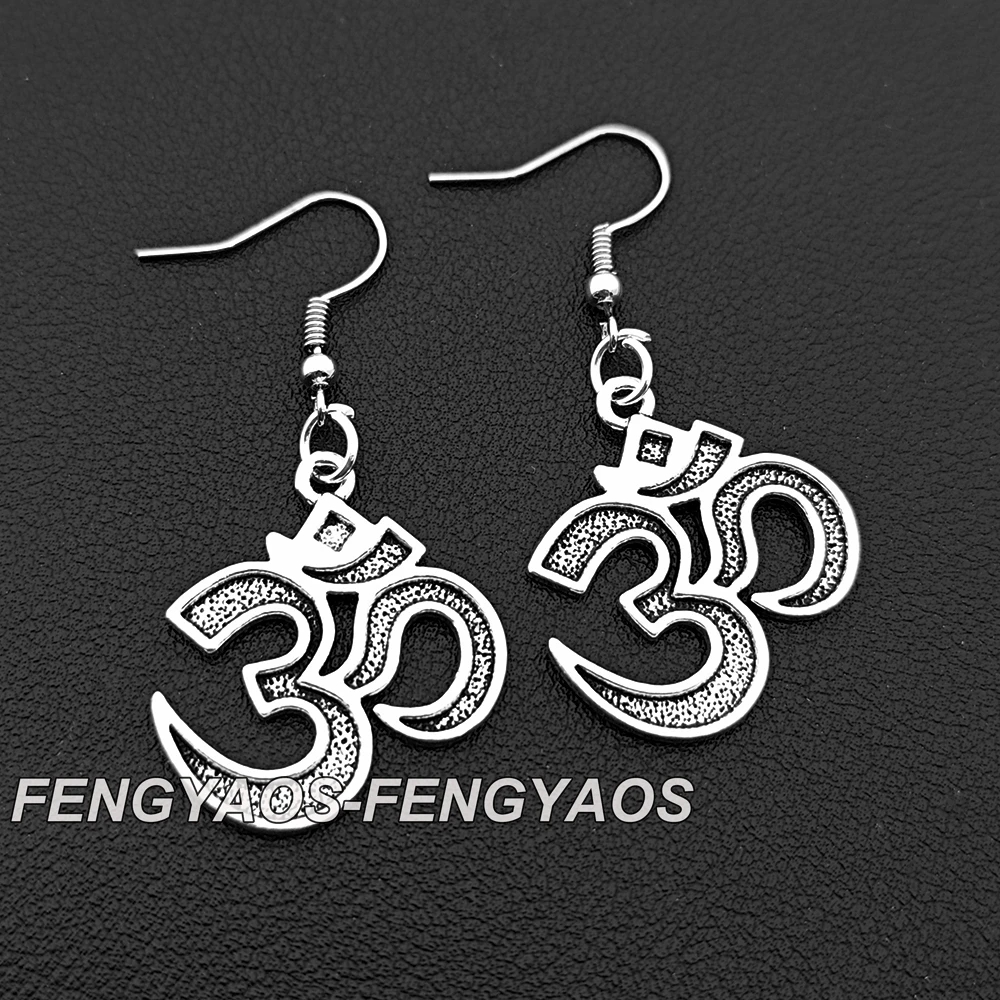Pendientes Om de Metal, pendiente de gota de Mandala Retro para mujer, joyería de oreja de Yoga de Color bronce Retro