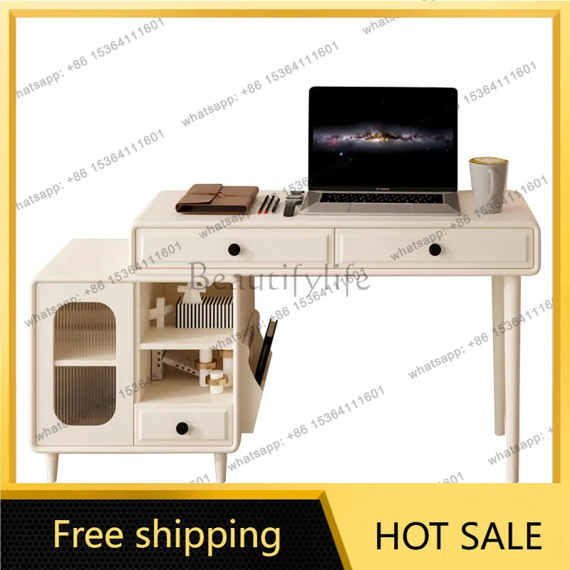 FG Nordic all solid wood dresser modern simple telescopic dresser desk writing desk integrated cream style