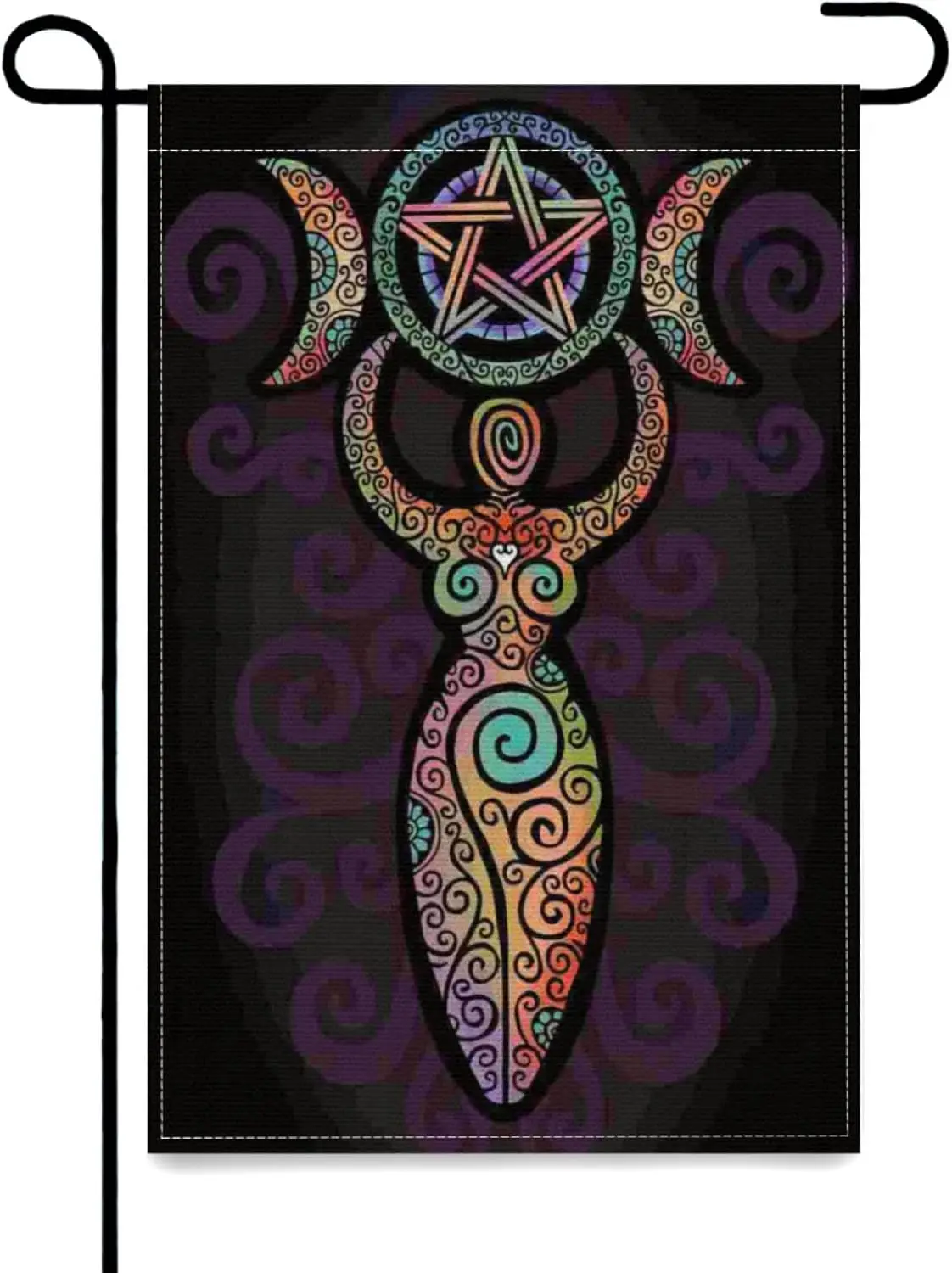 Garden Flag 12x18 Inch, Wicca Wiccan Triple Moon Goddess Yard Flags Burlap Double Sided Outdoor Decorations Party Farmhouse SSL