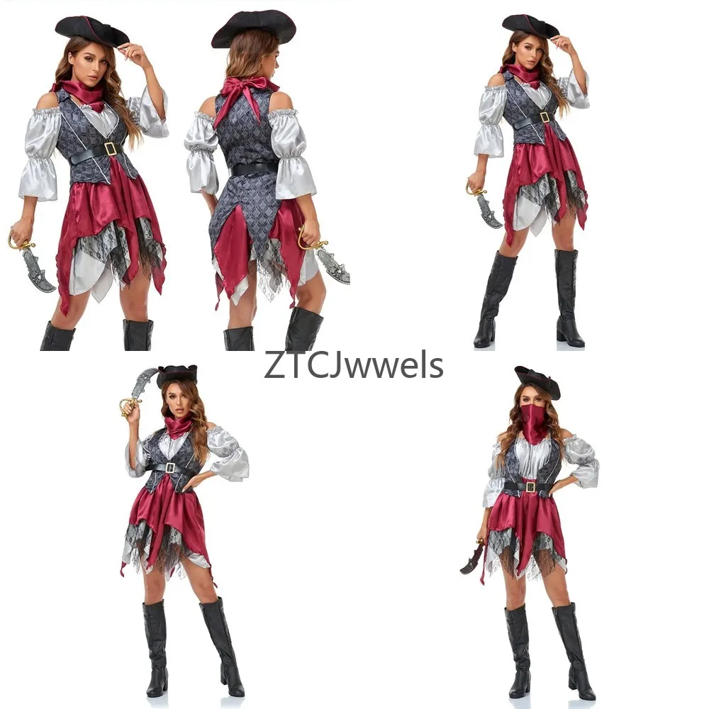 

Костюм пиратского капитана для женщин, наряд морячки, униформа для косплея на Хэллоуин, карнавальный костюм для вечеринки в стиле Карибских островов, маскарадный комплект