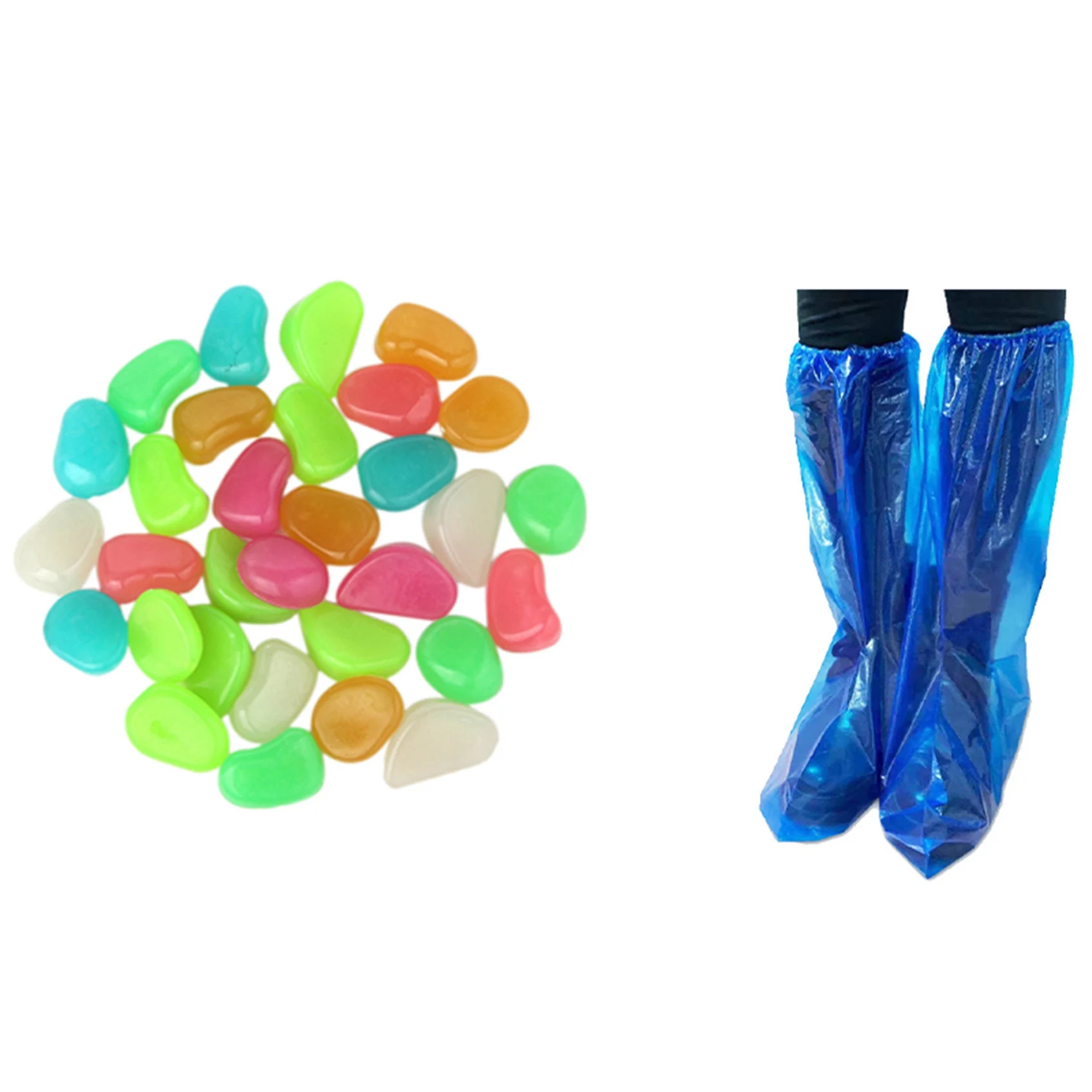 

【SEE】50Pcs Disposable Long Carpet Cleaning Overshoes With 100Pcs Villa Fish Tank Pebble Artificial Luminous Stone