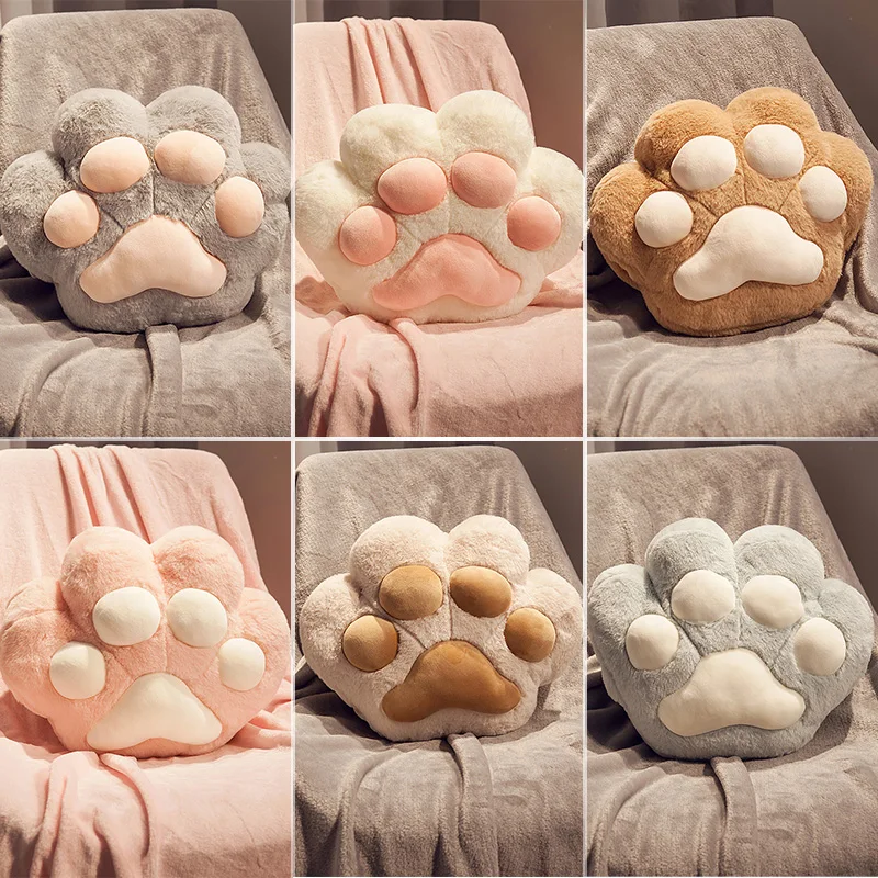 

Cute Cat Paw Pillow Soft Stuffed Cat Paw Cushion With Air Conditioner Blanket Fuzzy Plush Velvet Quilt Seat Cushion Hand Warmer