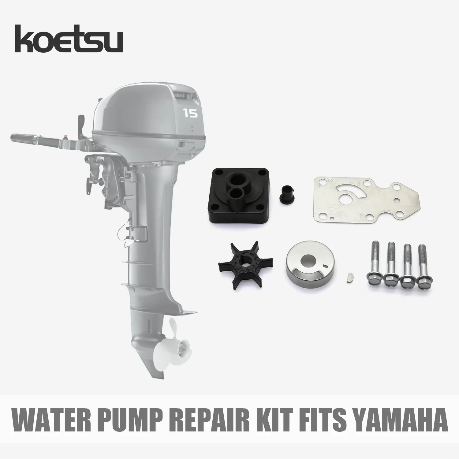 KOETSU Water Pump Repair Kit with Housing Fits Yamaha Outboard Motor, Marine Engine Rebuild Replacement Spare Parts