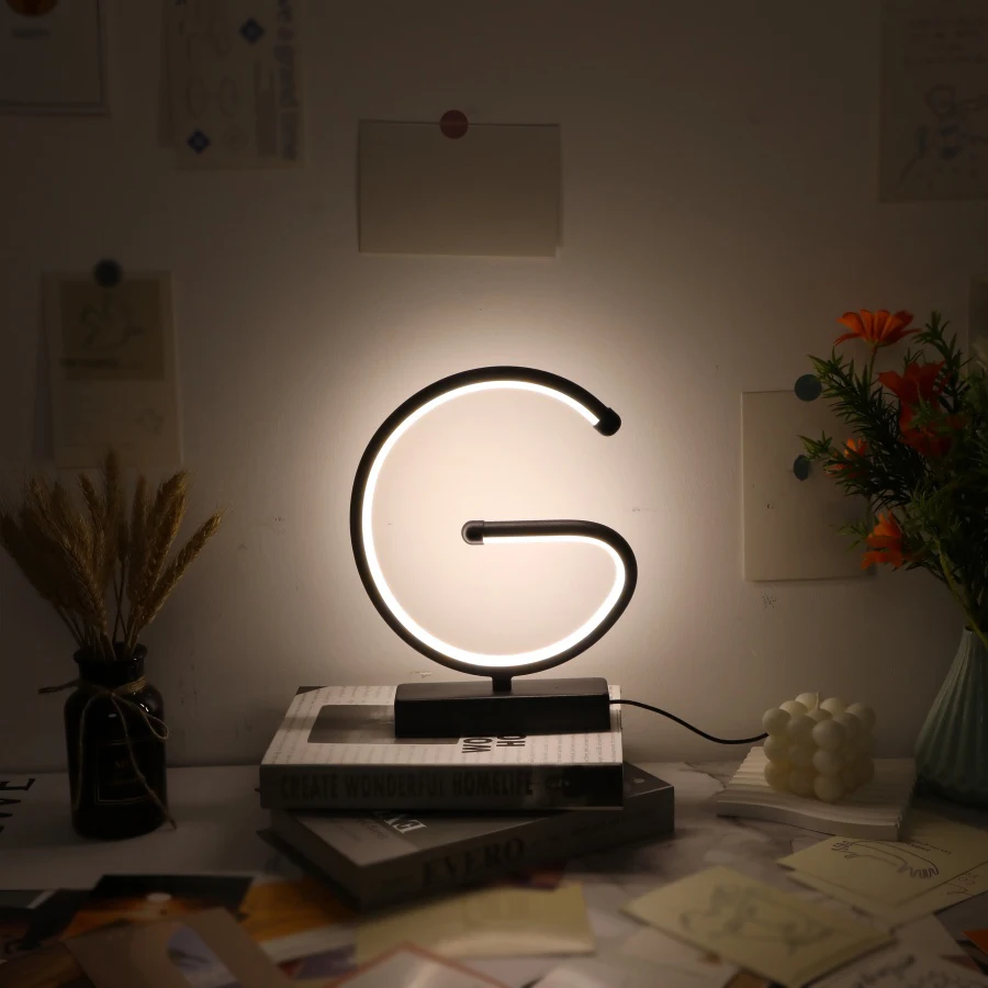 1PC Creative G-shaped USB Lamp Bedroom Desktop Decorative Nightlight