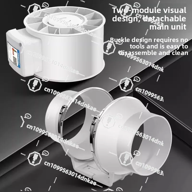 Ducted Exhaust Fan Silent Oblique Flow Pressurized Exhaust Fan Household Bathroom Ventilation Fan Kitchen Fume Exhaust