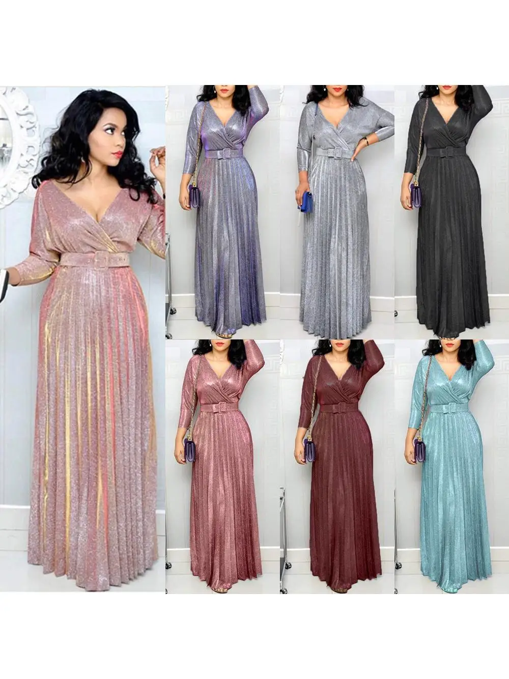 

Женская плиссированная юбка Faion Long Sve Gold Emed Winter 2025 rican с поясом из ярко-розовой ткани для поездок на работу Sle Polyes...