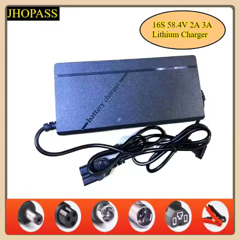 16S 58.4V 2A 3A LED Display Smart lithium Li-PO battery charger for Scooter E-bike Motorcycle 48V AC110-220V EU AU UK US plug