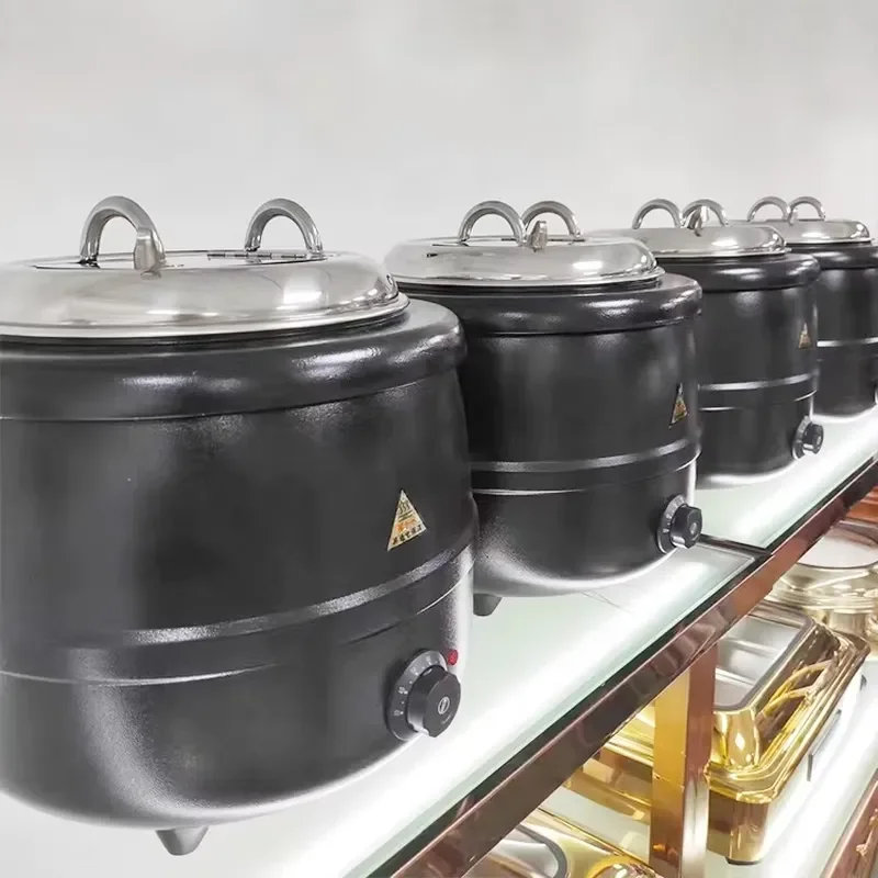 13L Electric Soup Warmer Black Iron 201 Stainless Steel Catering Kitchen Equipment Buffet