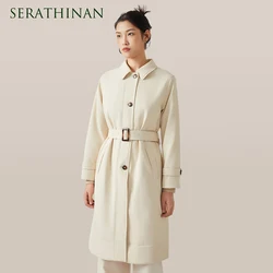 K2536W 50% Cotton Windbreaker Luxury women's Clothing Autumn Ladies Long Trench Coat