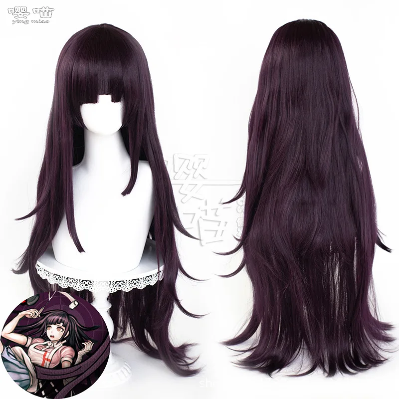 Mikan Tsumiki Cosplay Wig Anime Danganronpa 90CM Purple Heat Resistant Synthetic Wig Cosplay Mikan Tsumiki Wigs Halloween Party