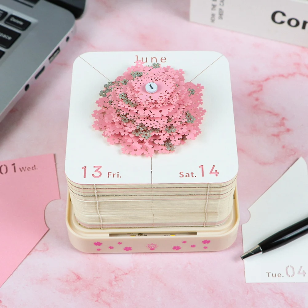 3D Art Calendar Memo Pad 3D Cute Tear Paper Carving Stickys DIY Note Pad For Home Study Office