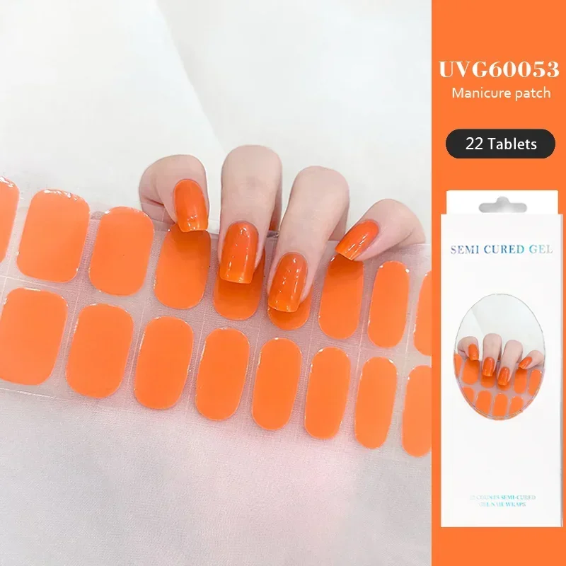 22 Tips Uvg Serie Uv Semi-Uitgeharde Gel Nagelstickers Waterdichte Langdurige Uvlamp Vereist Volledige Dekking Nagel Bedels