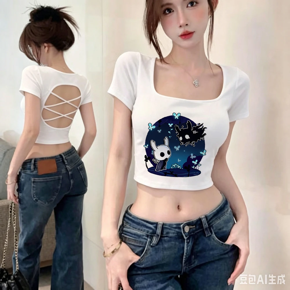 Hollow Knight cropped top shoujo vintage emo meme 2000s top tees 2000s meme japanese streetwear jojifuku