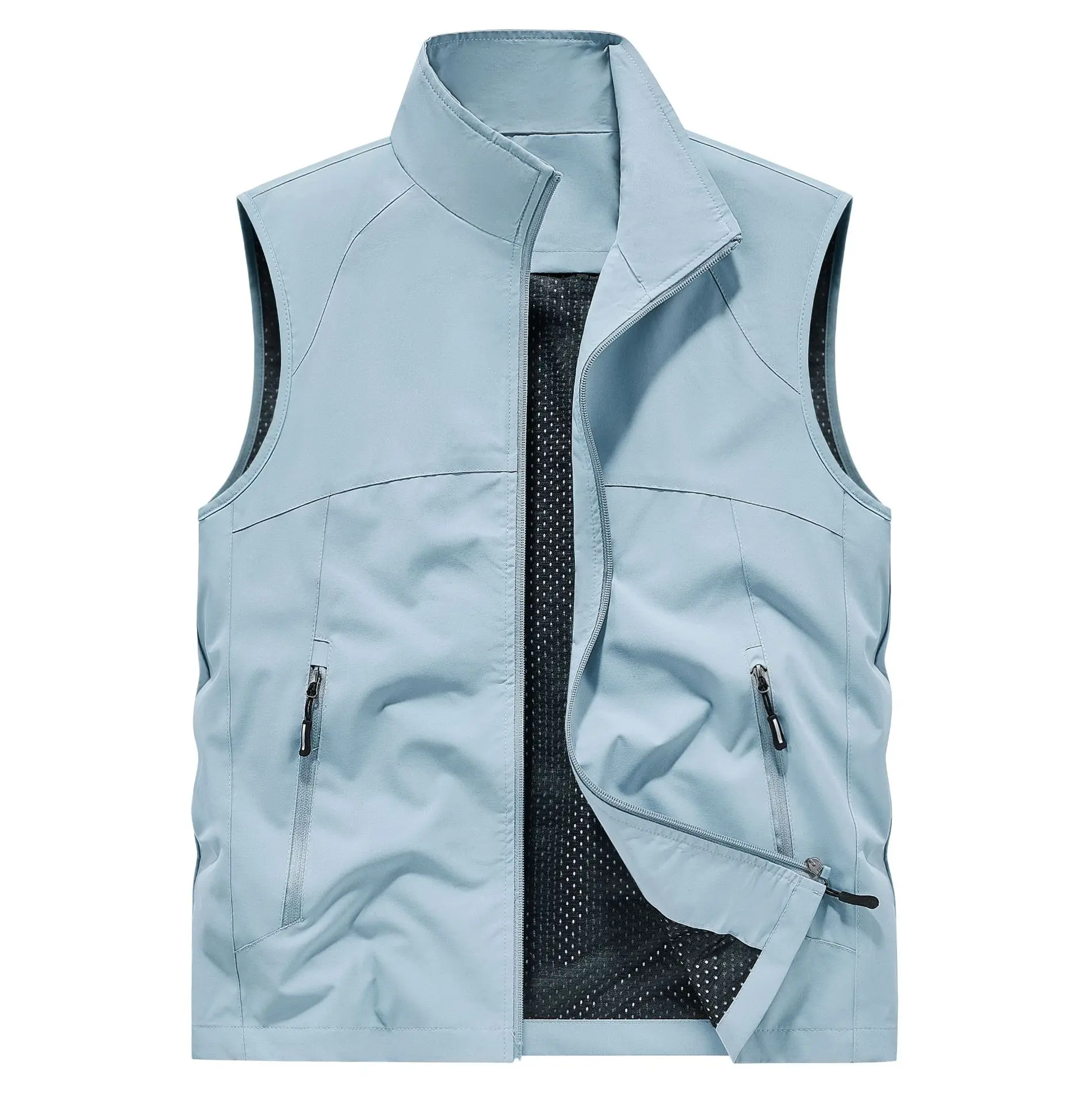 New Fashion Men Mesh Thin Waistcoats Outdoor Minimalist Sleeveless Jackets Men Waterproof Breathable Quick-drying Vests Coats 6X