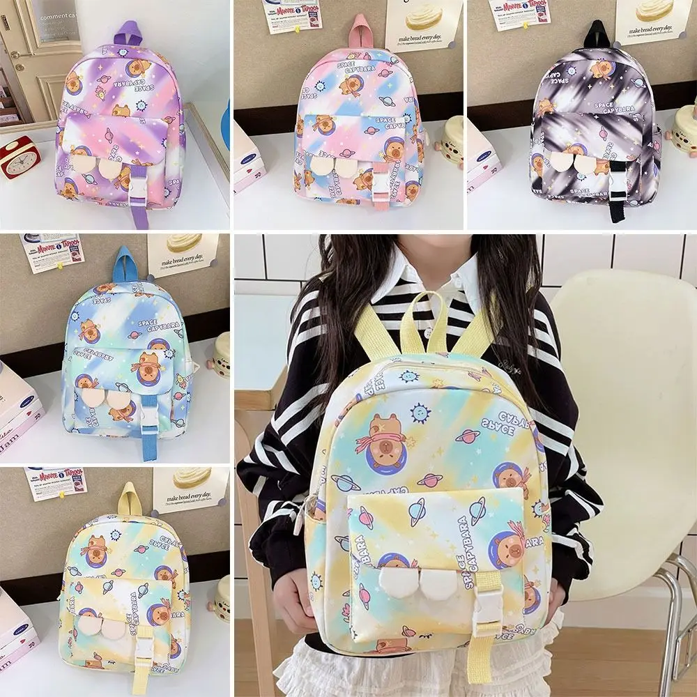 High Quality Nylon School Bags Capybara Large Capacity Kids Backbag Travel Shoulders Knapsack Children