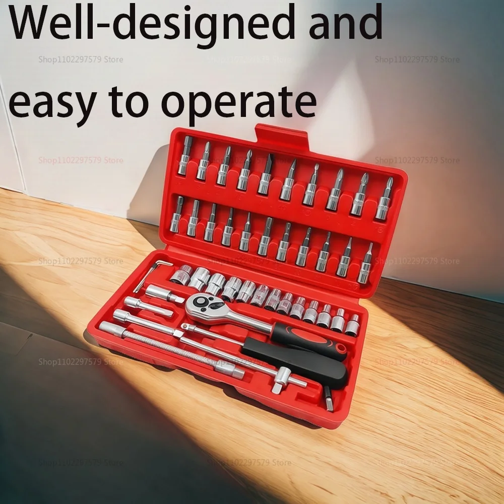 46 قطعة مجموعة أدوات إصلاح السيارات 1/4 بوصة مجموعة مقابس أداة إصلاح السيارات اسئلة مفتاح العزم كومبو مجموعة إصلاح السيارات أداة ميكانيكي