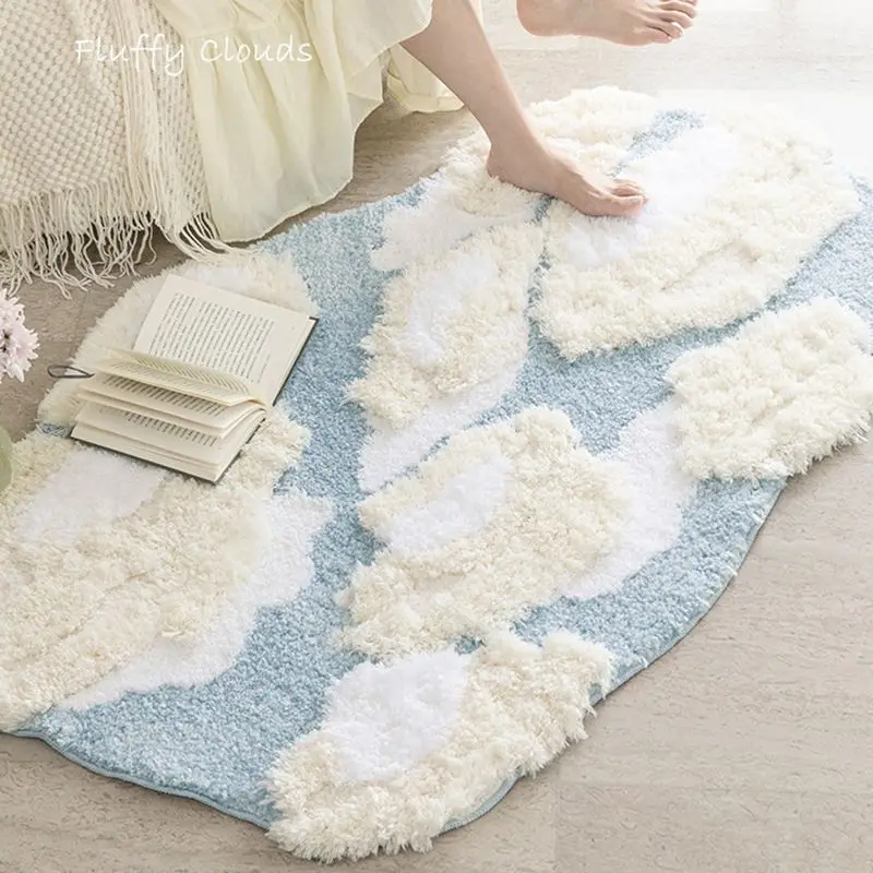 Flocked rug irregular sofa coffee table blanket absorbent non-slip mat