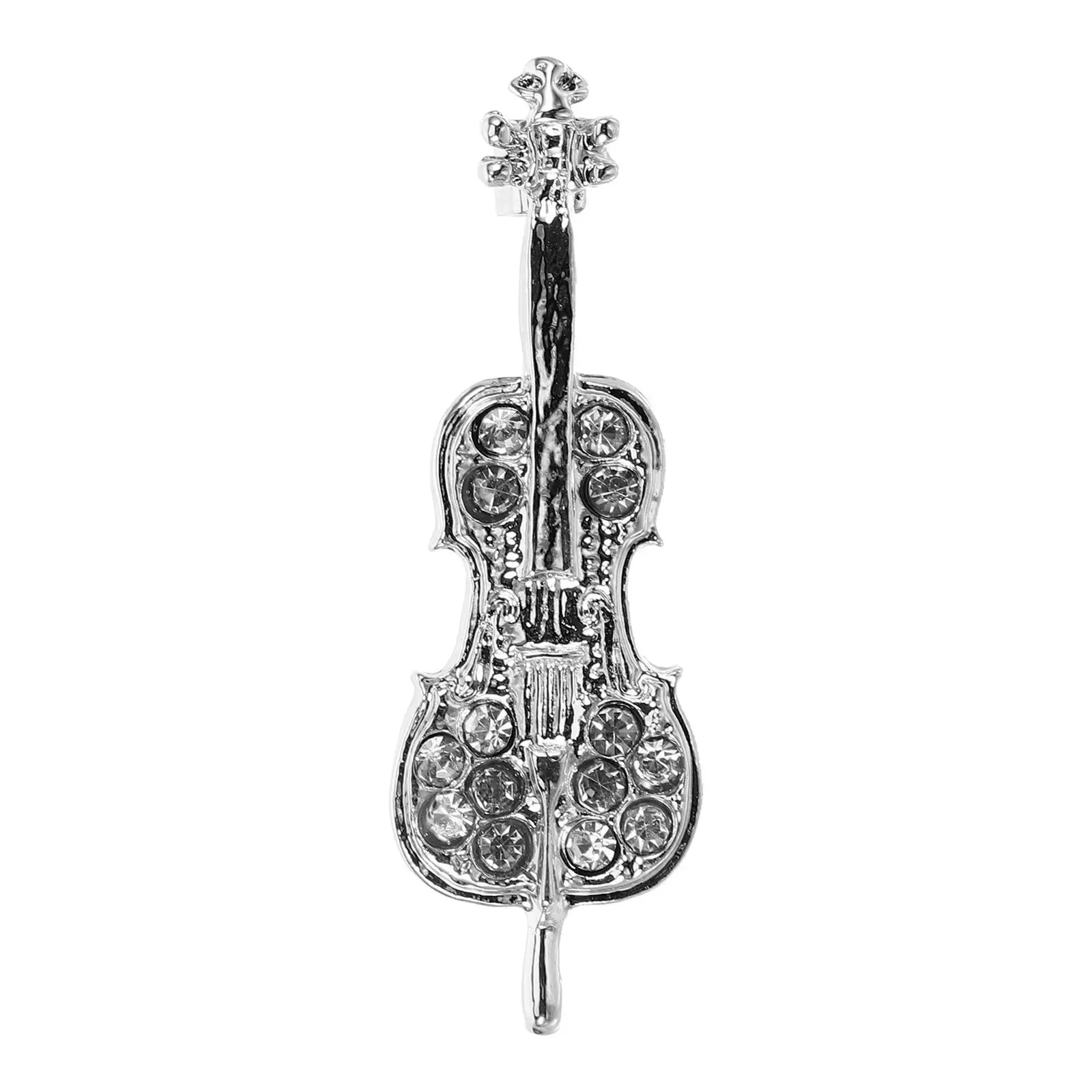 

Violin Brooch Rhinestone Alloy Accessories Women Men Suit Hat Bag Corsage Pins Instrument Jewelry Gift Fashion