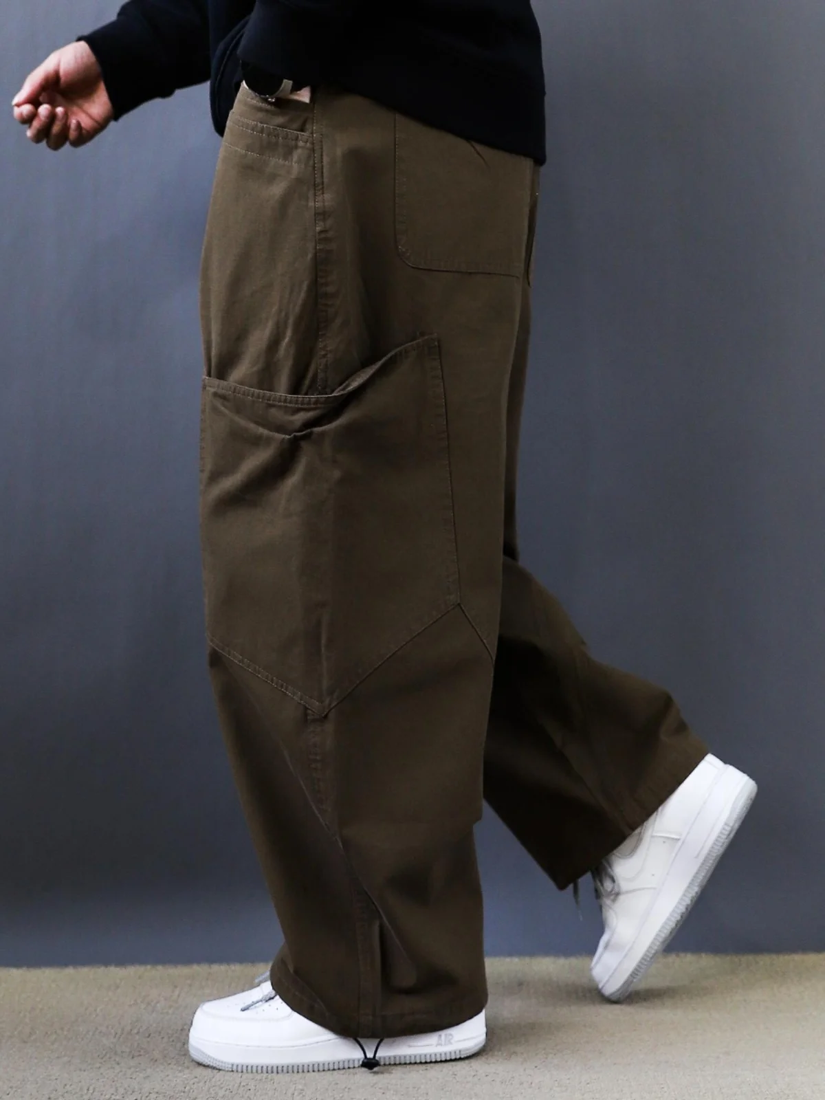 

Мужские повседневные брюки прямого кроя в стиле рабочей одежды, весна-осень, американский модный бренд, с пэчворком, свободные, широкие штанины, модные, свободного кроя