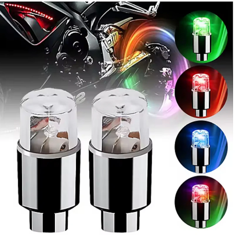 

1/2 pcs Colorful LED Car Motorcycle Bicycle Tire Valve Light Tire Valve Cover Cap Universal Dust Valve Decoration Accessories