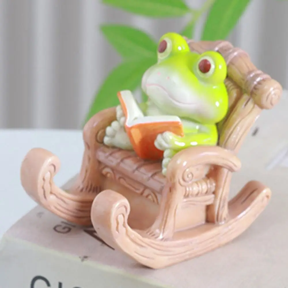 Rocking Chair Frog Creative Phone Holder PVC Doll Desk Decor Frog Phone Stand Cartoon Support Frog Phone Bracket