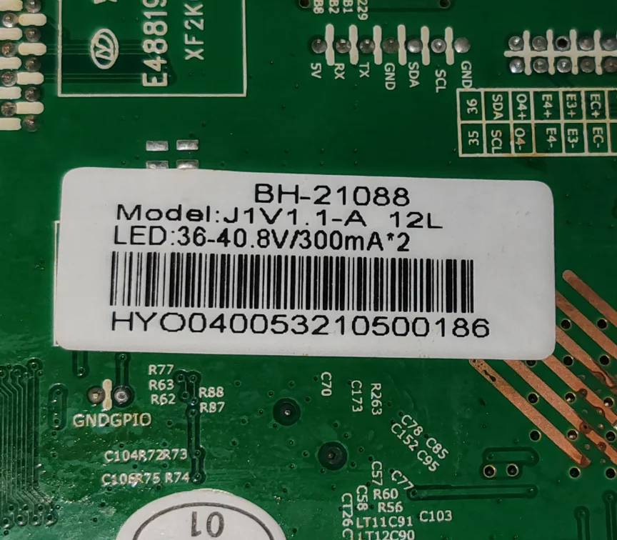 تم اختبار اللوحة الأم للتلفزيون J1 V1.1 LED بشكل جيد J1 V1.1-A لاختبار 36-41 فولت 600 مللي أمبير، صورة مادية،