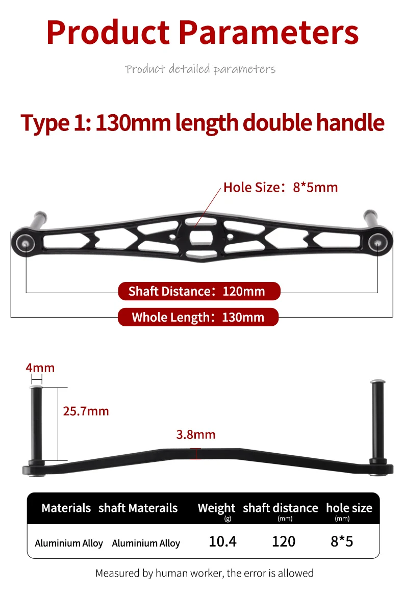 Ruke Fishing Rocker zum Werfen von Angelrollen, Legierung aus Aluminium, Loch 8 x 5/7 x 4 mm, Länge 140–130 mm, für Daiwa Abu Shima, inklusive Schrauben – Detail 3