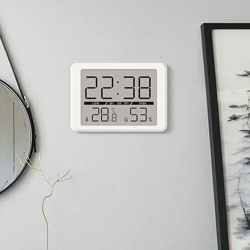 Ultra-thin luminous LCD multi-function simple clock Convenient temperature and humidity clock Magnetic refrigerator clock